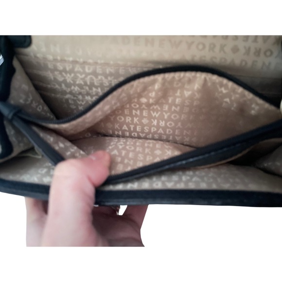 Kate Spade Black Pebbled Leather Crossbody Shoulder Bag Mini Gold Old Money - Picture 10 of 12